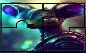 Aliens Photo Tile Quest Puzzle Game